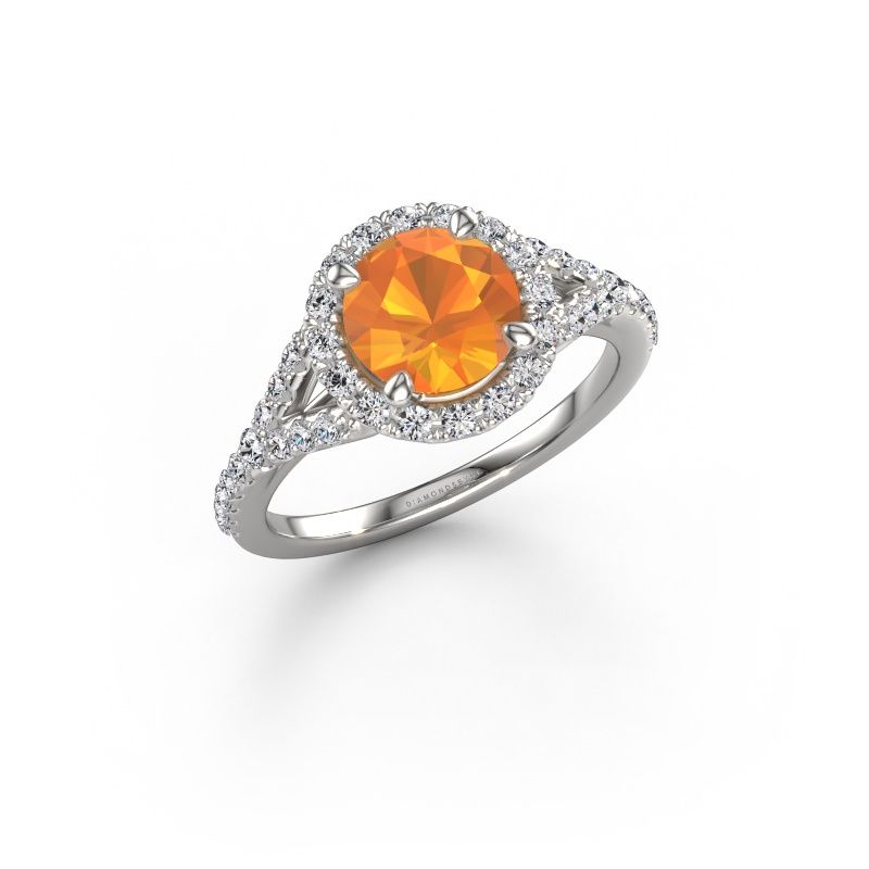 Bague de fiançailles Kimber RND 950 platine citrine 7 mm