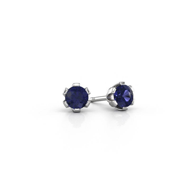 Clous d'oreilles Julia 585 or blanc saphir 4 mm