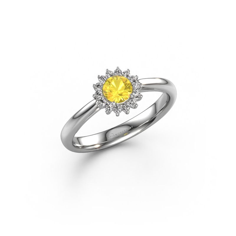 Engagement ring Tilly RND 1 585 white gold yellow sapphire 4.2 mm