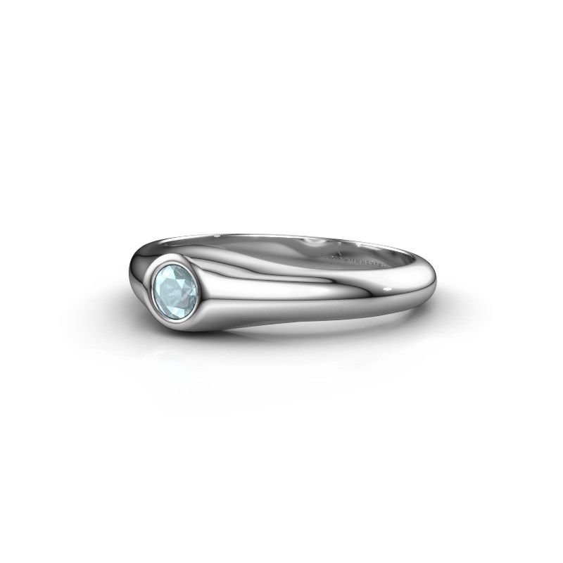 Image of Pinky ring thorben<br/>585 white gold<br/>Aquamarine 4 mm
