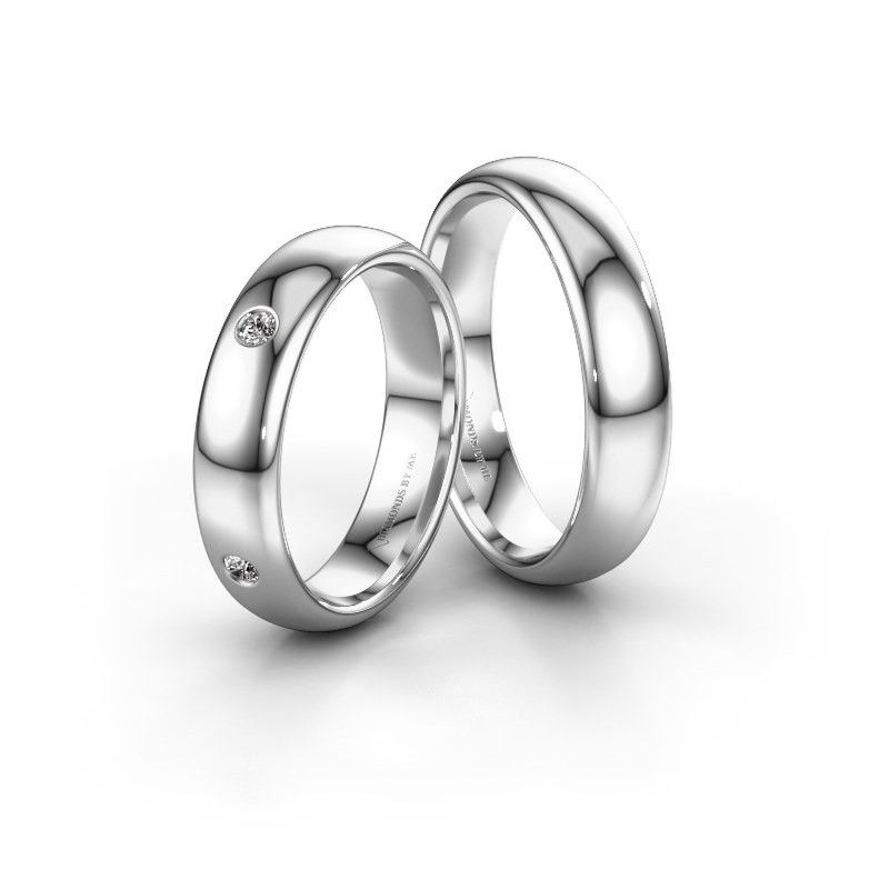 Image of Wedding rings set WH0104LM35BP ±5x2 mm 14 Carat white gold diamond 0.045 crt