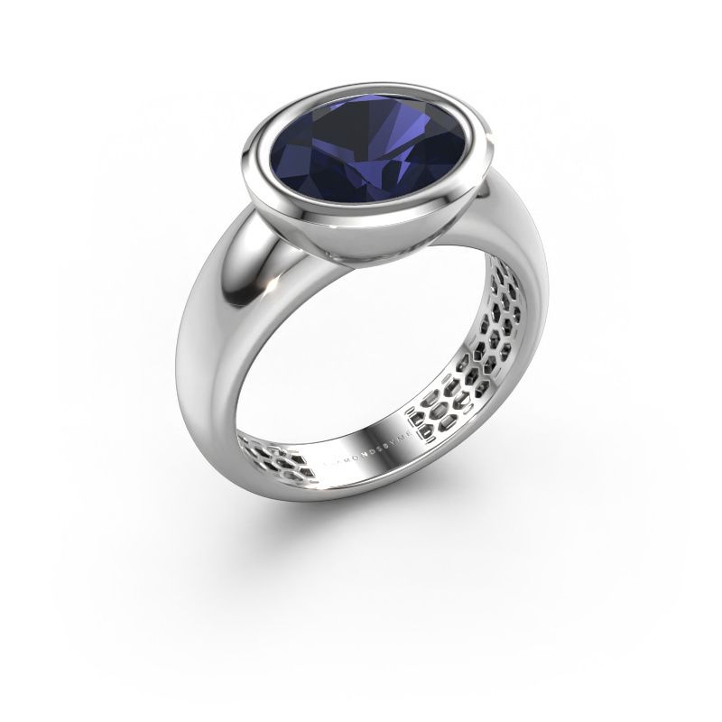 Ring Evelyne 585 witgoud saffier 10x8 mm