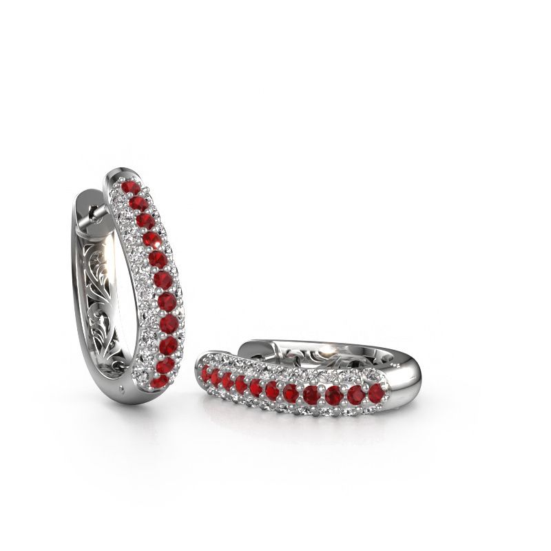 Image of Hoop earrings Danika 10.5 A 950 platinum ruby 1.7 mm