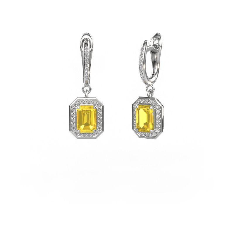 Drop earrings Dodie 2 950 platinum yellow sapphire 6.5x4.5 mm