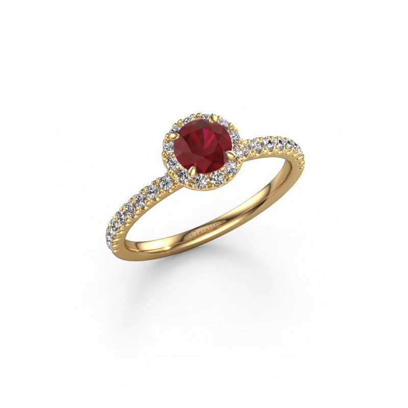 Verlovingsring Miranda RND 585 goud robijn 6.5 mm