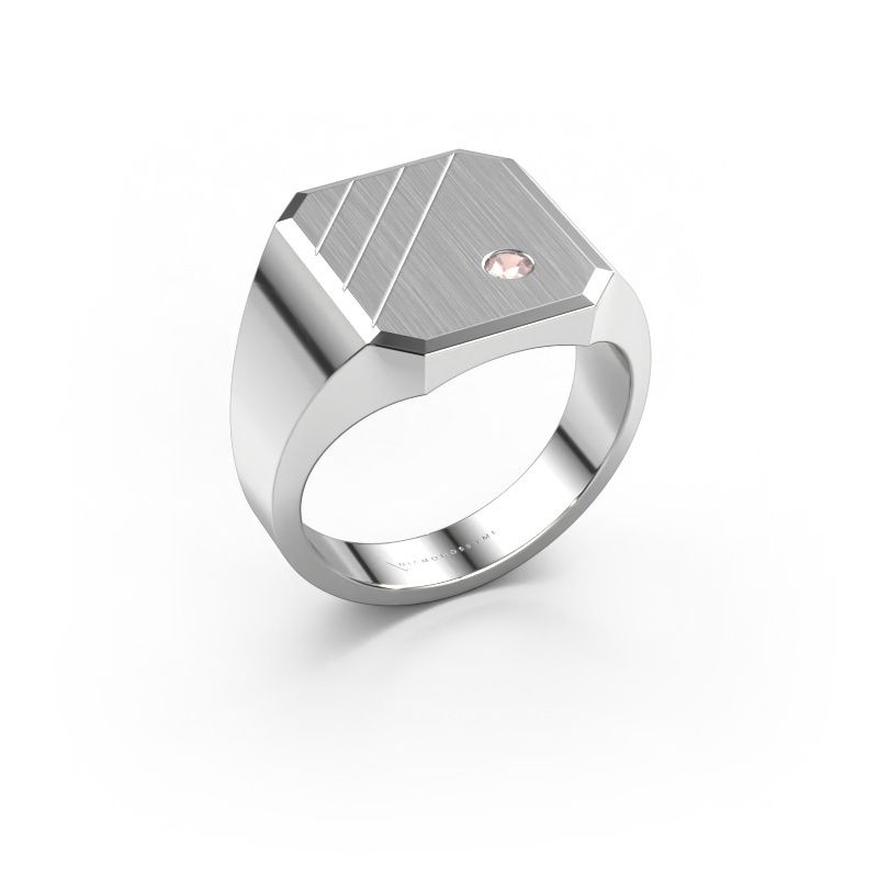 Signet ring Patrick 3 950 platinum morganite champagne 2.5 mm