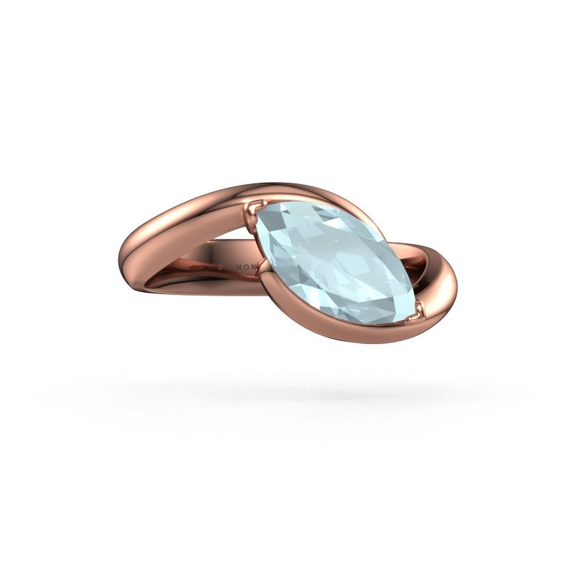 Engagement ring Aida MRQ 585 rose gold aquamarine 11x5.5 mm