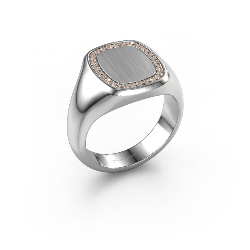 Men's ring Floris Cushion 3 585 white gold brown diamond 0.225 crt