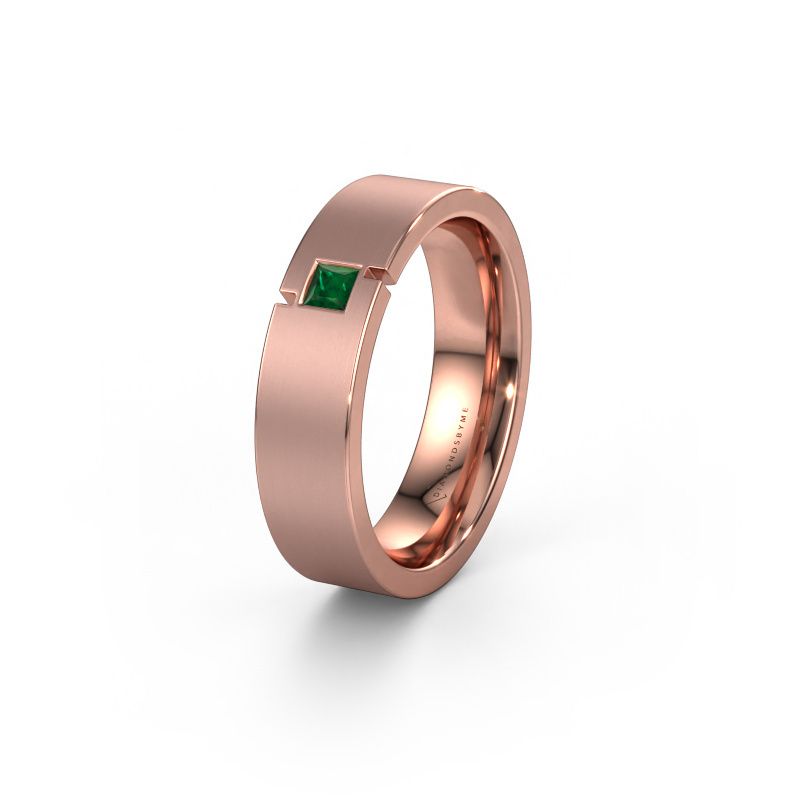 Trouwring WH2040L 585 rosé goud smaragd ±5,5x2.2 mm