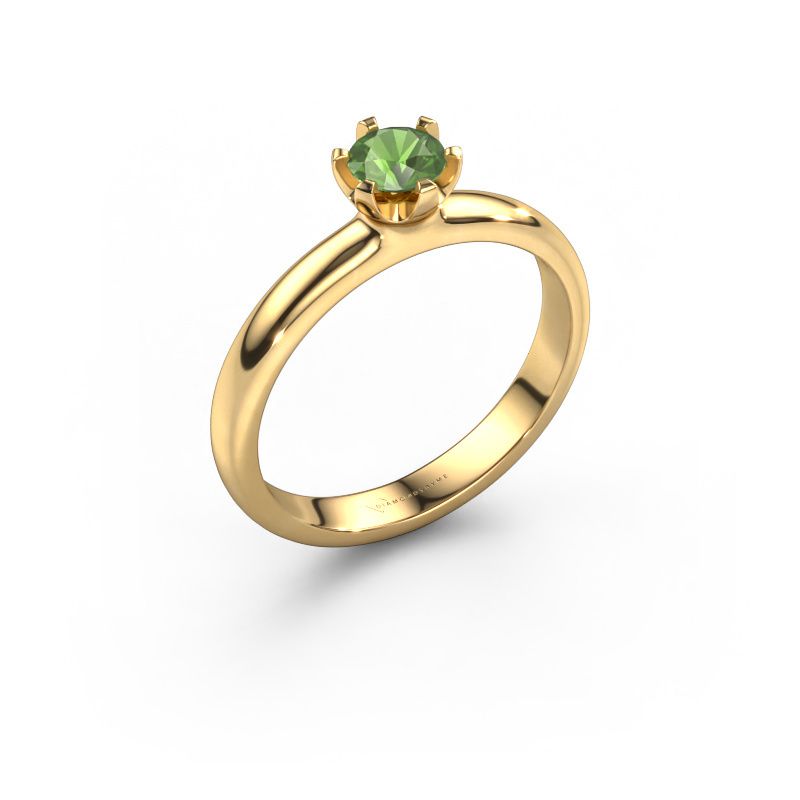 Verlobungsring Lorretta 585 Gold Turmalin grün 4.7 mm
