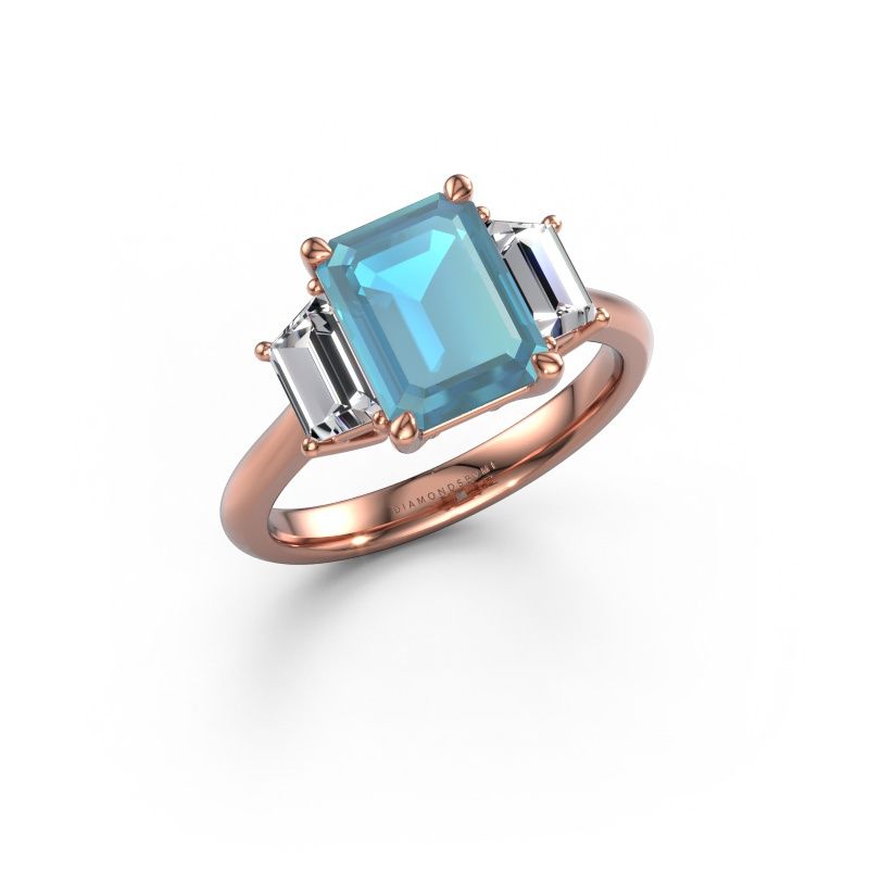 Verlovingsring Maggie EME 585 rosé goud blauw topaas 9x7 mm