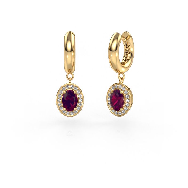 Drop earrings Annett 585 gold rhodolite 7x5 mm