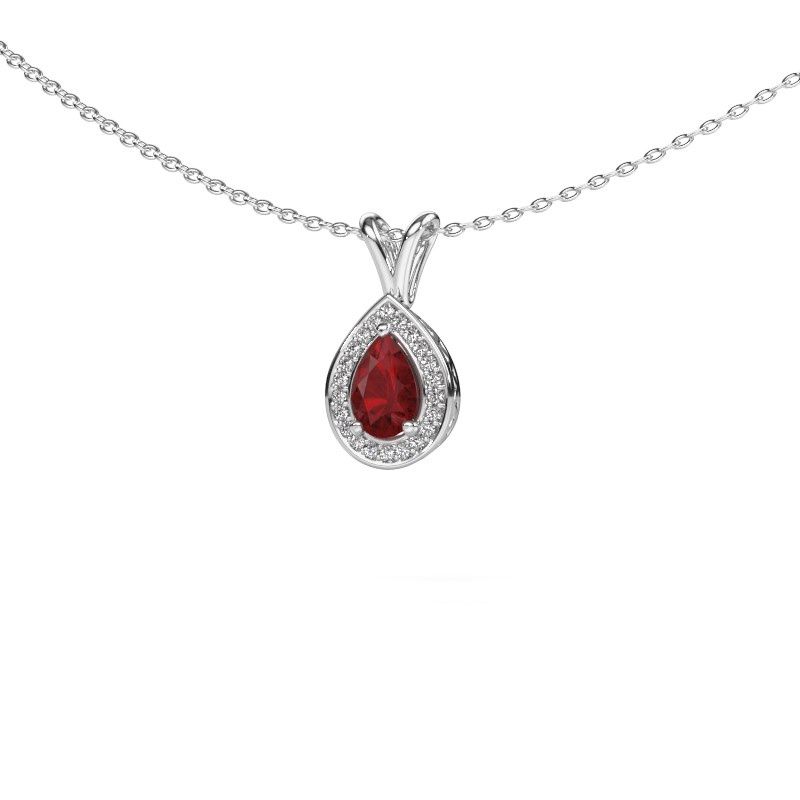 Pendentif Barbar 950 platine rubis 6x4 mm