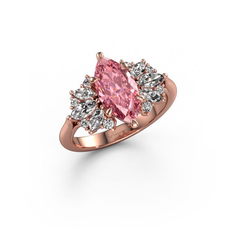 Engagement ring Jaimie 585 rose gold pink lab grown diamond 12x6 mm