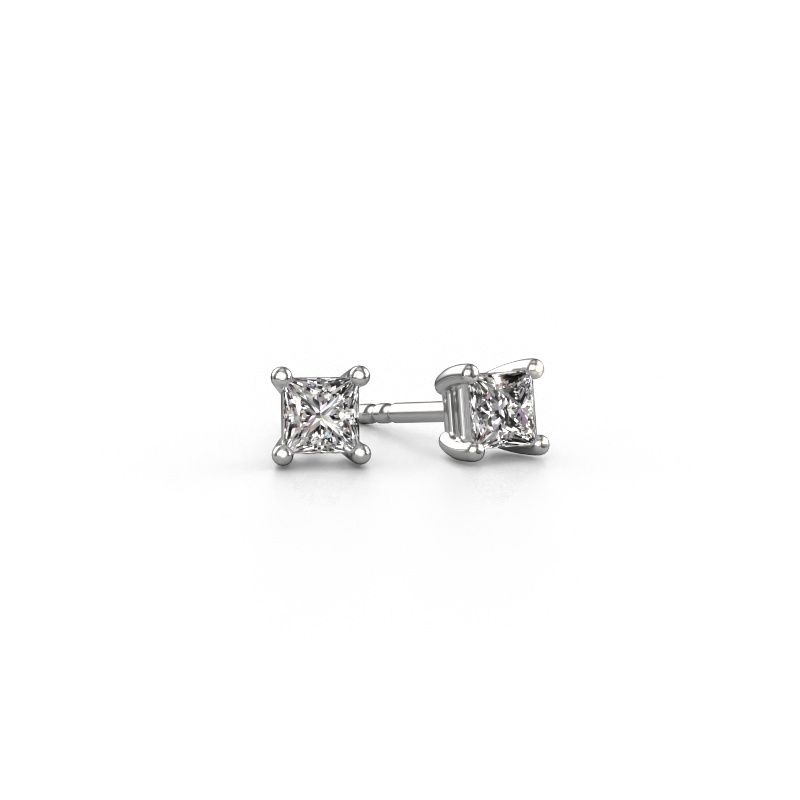 Oorstekers Sam square 585 witgoud diamant 0.25 crt