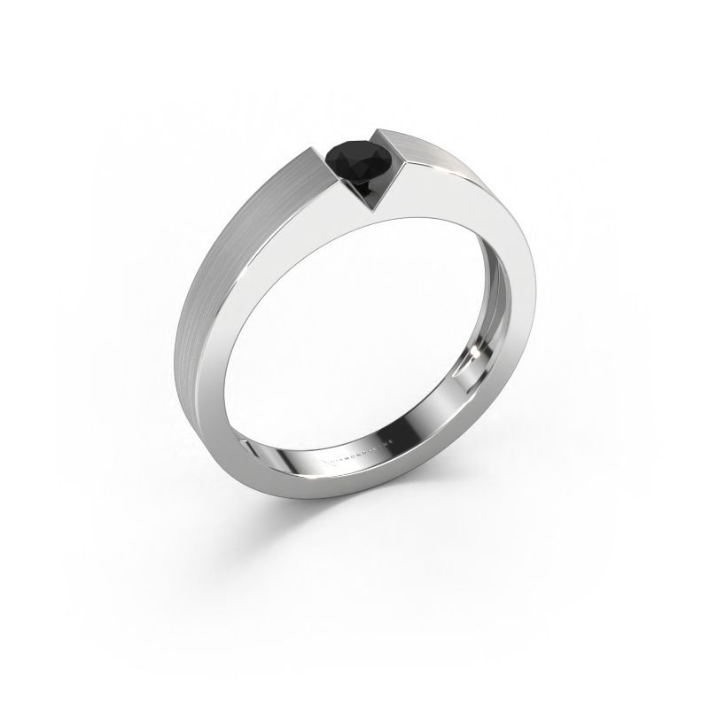 Verlovingsring Lizzy 1 585 witgoud zwarte diamant 0.24 crt
