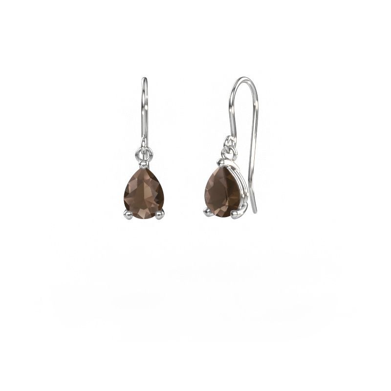 Pendants d'oreilles Laurie PER 1 585 or blanc quartz fumé 8x6 mm