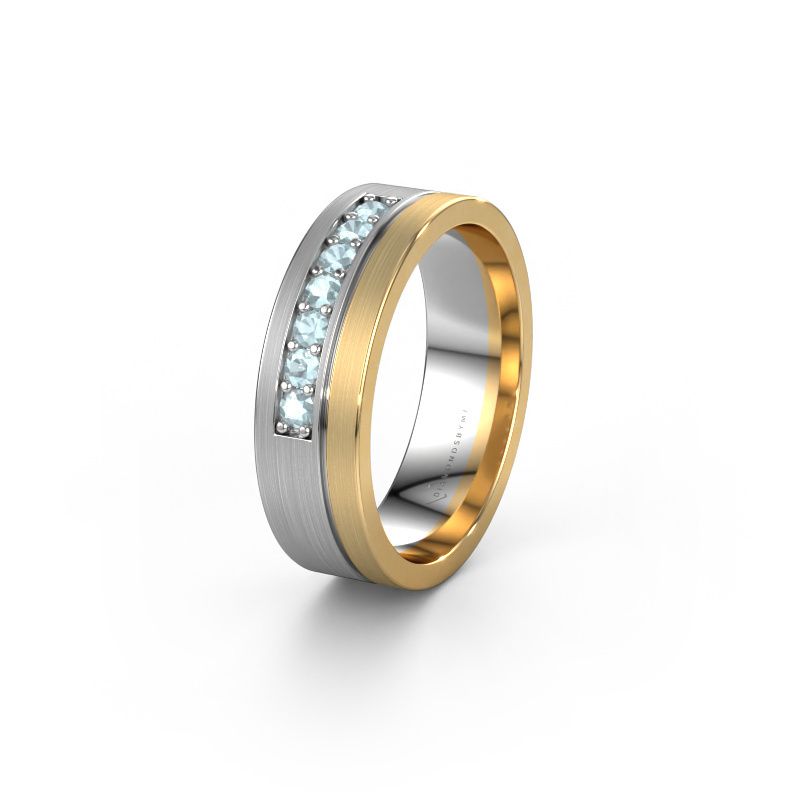 Trouwring WH0312L16AM 585 witgoud aquamarijn ±6x1.7 mm