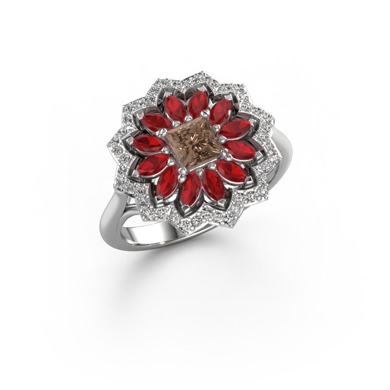 Verlobungsring Franka 585 Weißgold Braun Diamant 0.62 crt