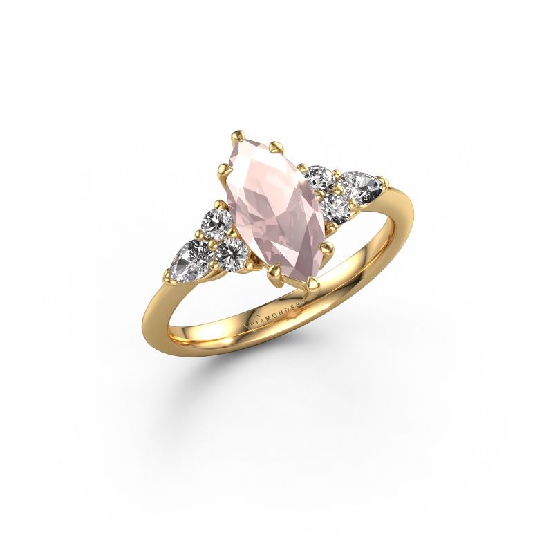 Engagement ring Melani MRQ 585 gold morganite champagne 11x5.5 mm