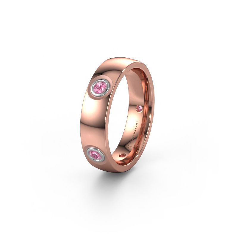 Trouwring WH0139L25BP 585 rosé goud roze saffier ±5x2 mm
