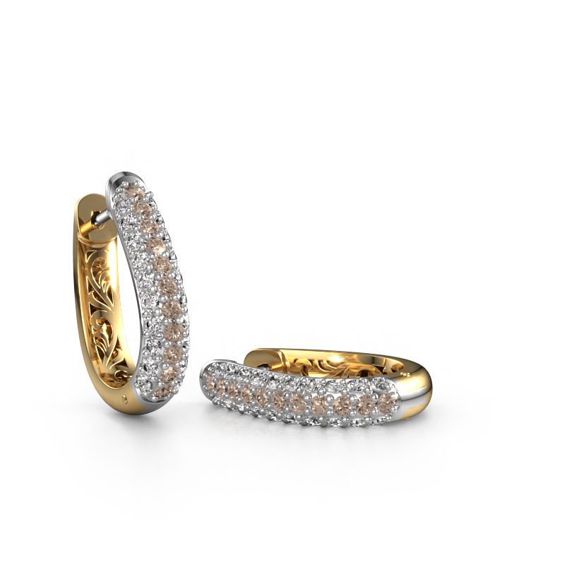 Créoles Danika 10.5 A 585 or blanc diamant brun 1.22 crt