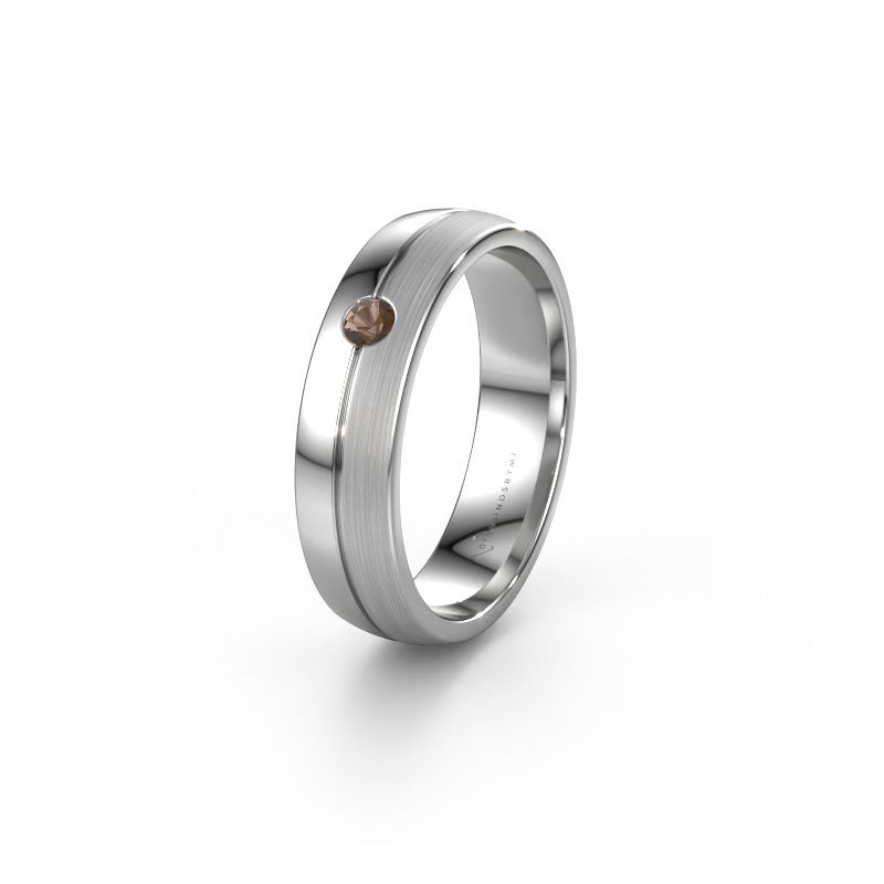 Wedding ring WH0201L25APM 950 platinum smokey quartz ±5x1.7 mm