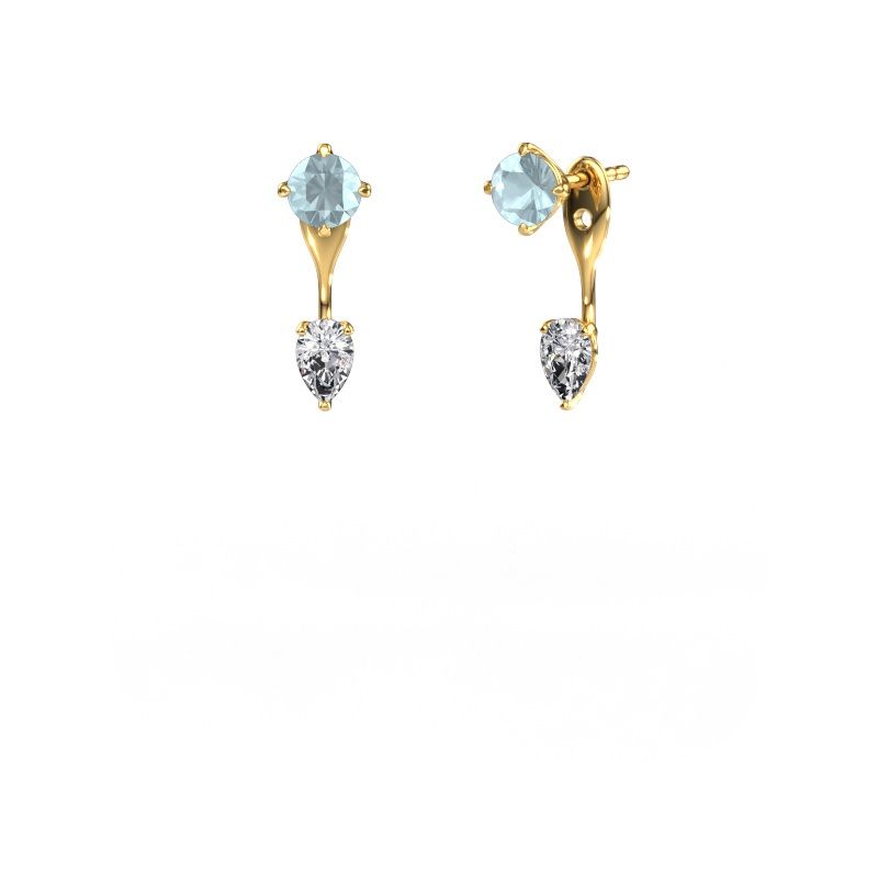 Drop earrings Kate RND-PER 585 gold aquamarine 5 mm