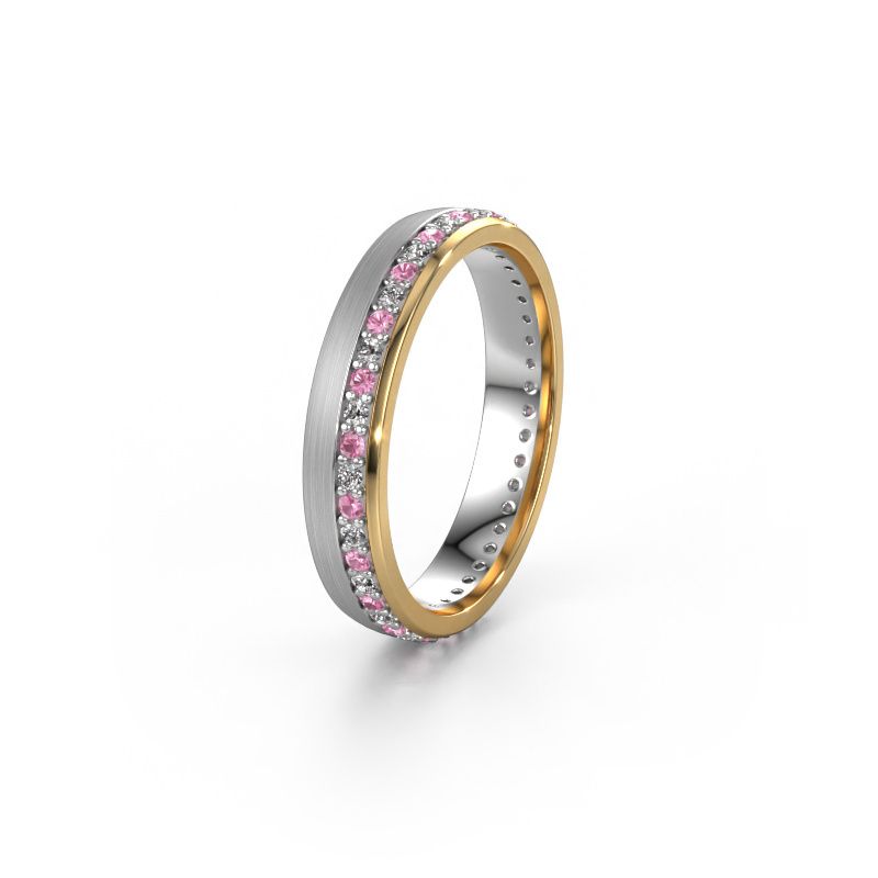 Wedding ring WH0303L24AM 585 white gold pink sapphire ±4x1.7 mm