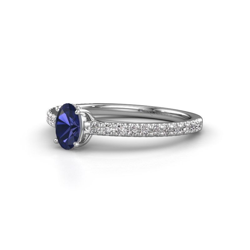 Bild von Verlobungsring haley ovl 2<br/>585 Weißgold<br/>Saphir 6x4 mm