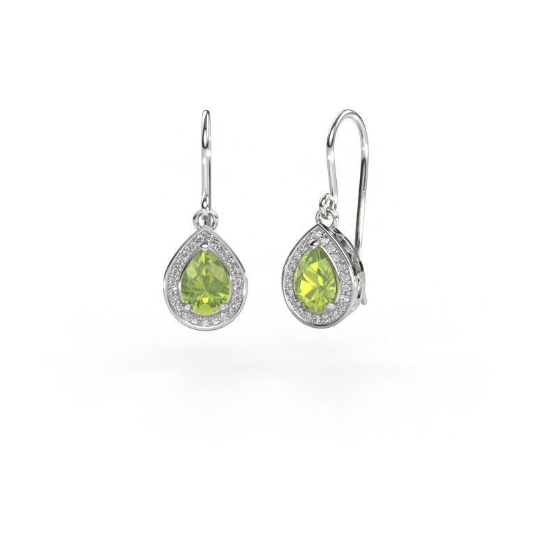 Pendants d'oreilles Beverlee 1 585 or blanc péridot 7x5 mm
