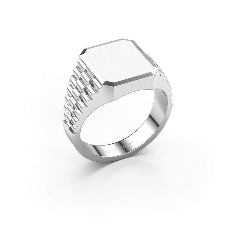 Signet ring Brent 2 950 platinum white enamel 12x10 mm