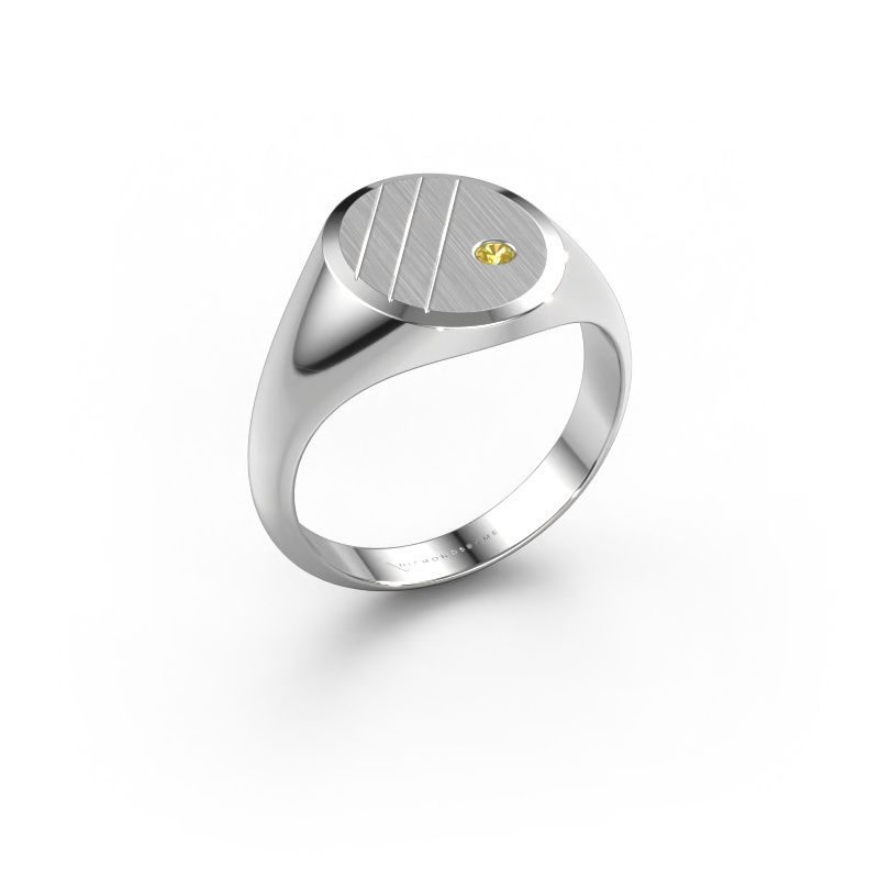 Chevalière Wesley 2 950 platine saphir jaune 2 mm