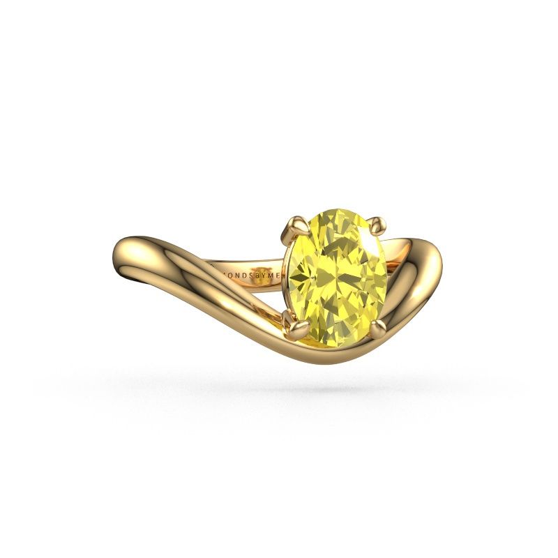 Engagement ring Femke OVL 585 gold yellow lab grown diamond 8x6 mm