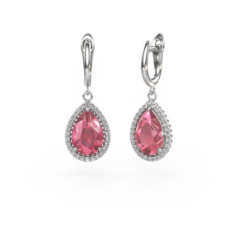 Drop earrings Tilly per 3 950 platinum tourmaline pink 12x8 mm
