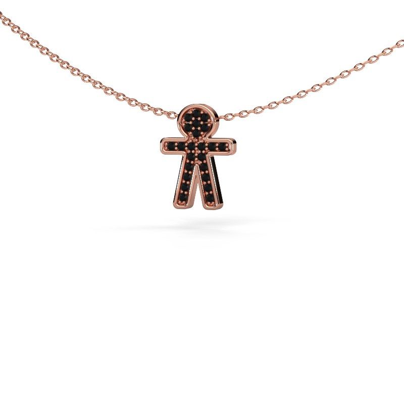Anhänger Boy 585 Roségold Schwarz Diamant 0.138 crt