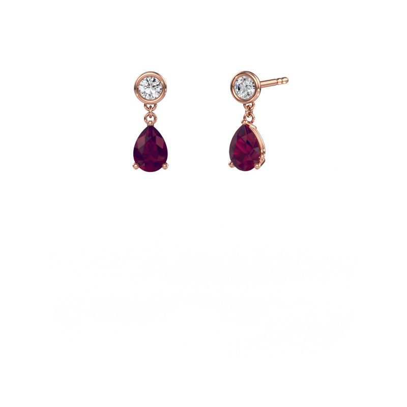 Drop earrings Lacey PER 585 rose gold rhodolite 7x5 mm