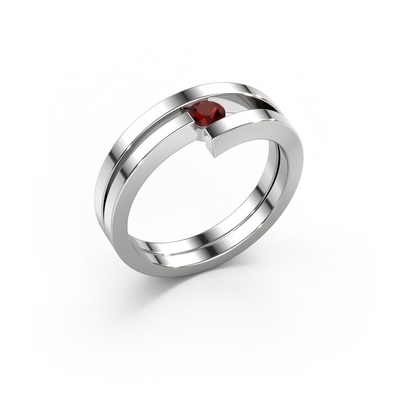 Bague Nikia 950 platine grenat 3.4 mm