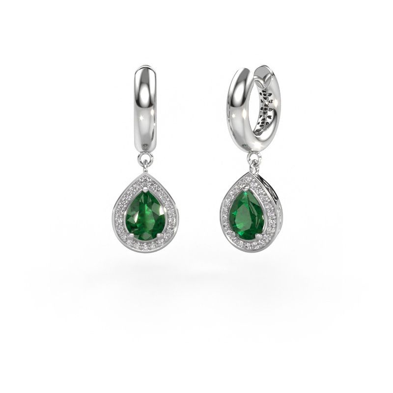 Pendants d'oreilles Barbar 1 950 platine emeraude 7x5 mm