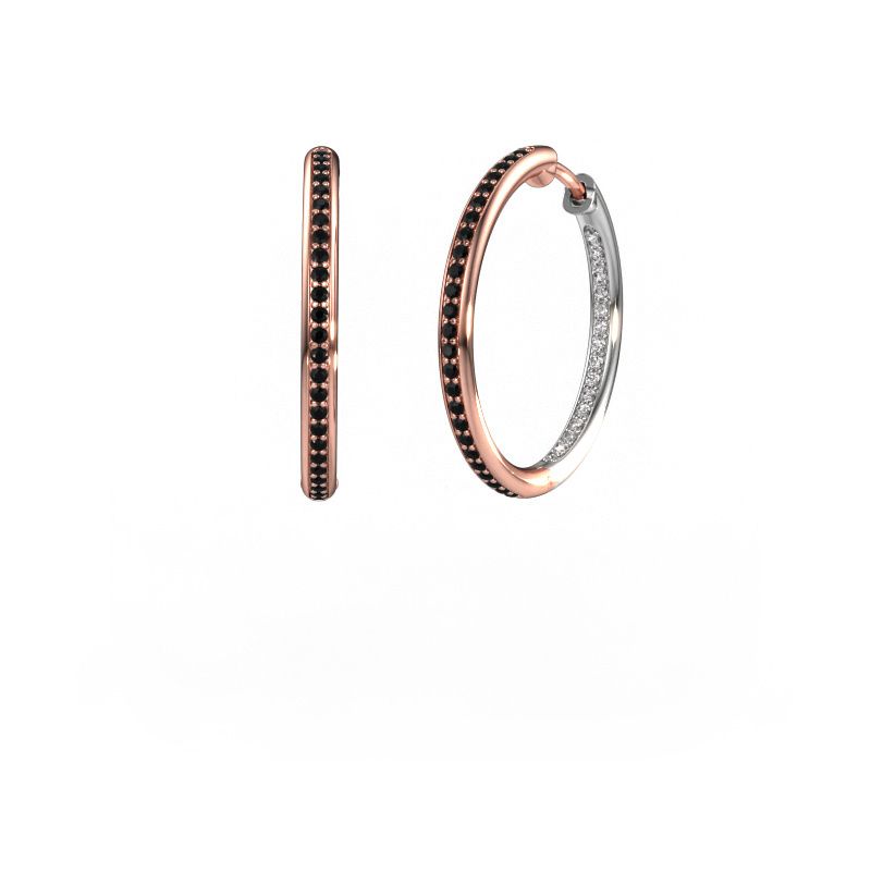 Hoop earrings Sina 20mm 585 rose gold black diamond 0.601 crt
