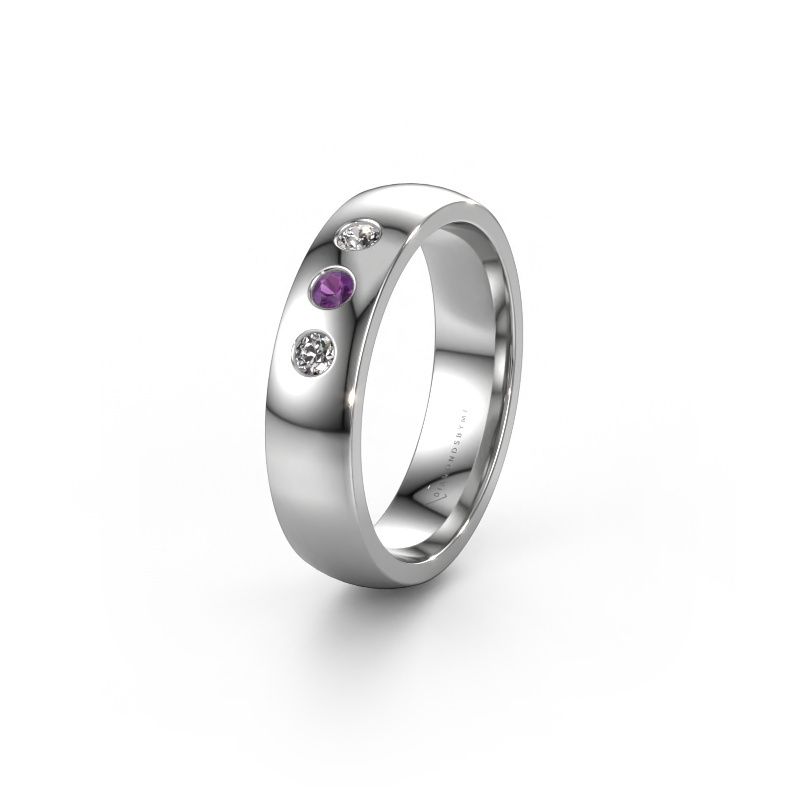 Wedding ring WH0114L25BP 585 white gold amethyst ±5x2 mm