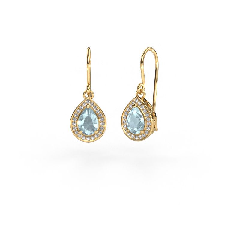 Pendants d'oreilles Beverlee 1 585 or jaune aigue-marine 7x5 mm