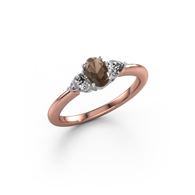 Verlobungsring Chanou OVL 585 Roségold Rauchquarz 7x5 mm