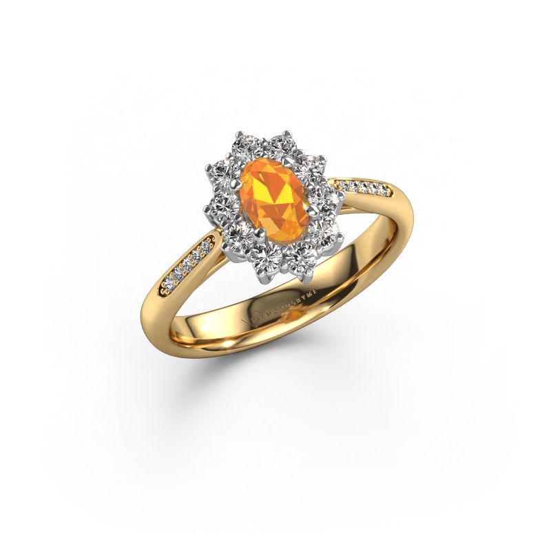 Verlovingsring Leesa 2 585 goud citrien 6x4 mm