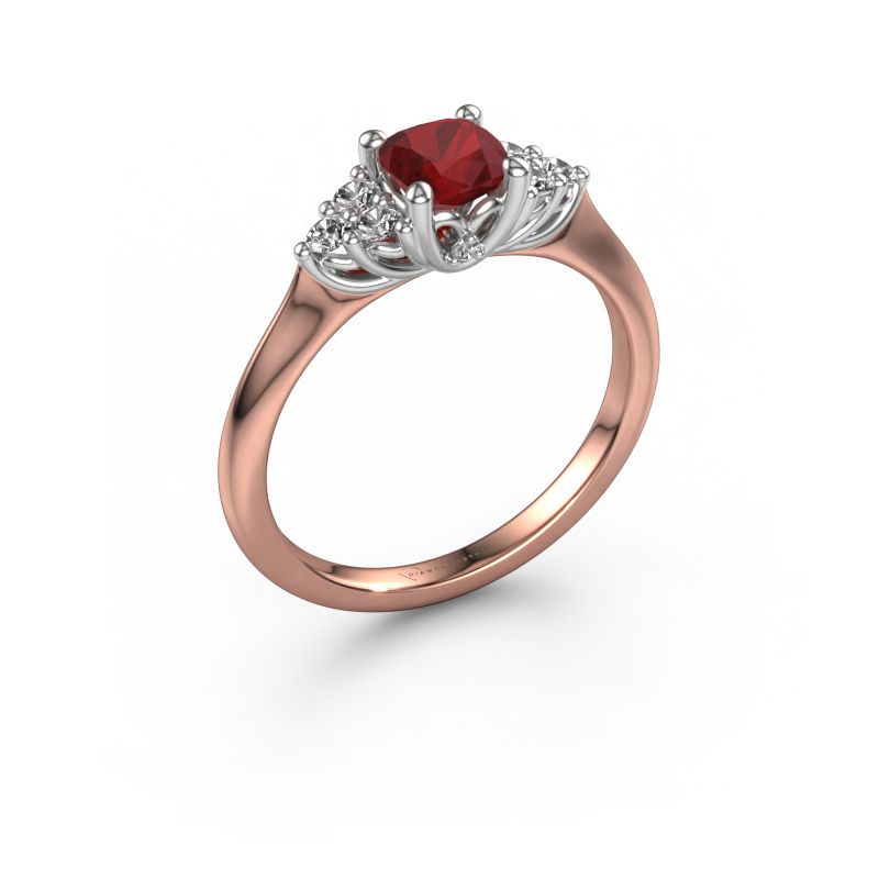 Verlovingsring Felipa CUS 585 rosé goud robijn 5 mm
