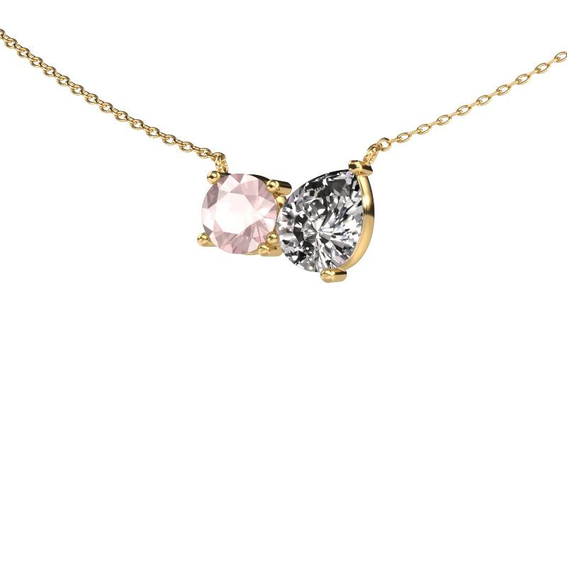 Pendant Toi et Moi RND PER 585 gold morganite champagne 6.5 mm