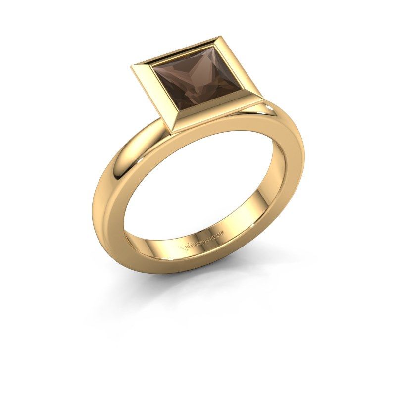 Image of Stacking ring Trudy Square 585 gold smokey quartz 6 mm