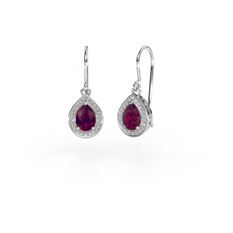 Pendants d'oreilles Beverlee 1 585 or blanc rhodolite 7x5 mm
