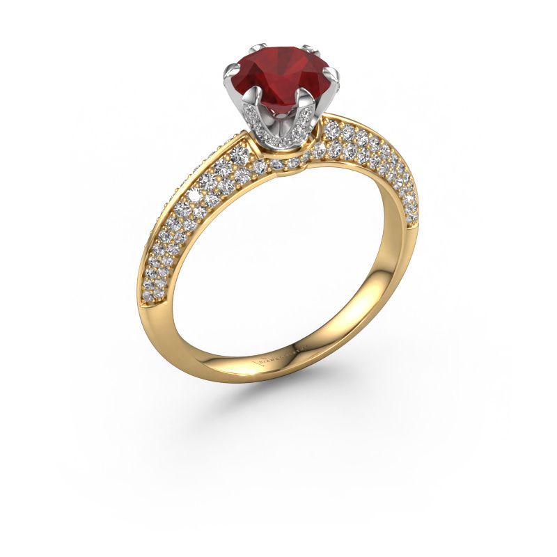 Verlovingsring Abby 585 goud robijn 6.5 mm