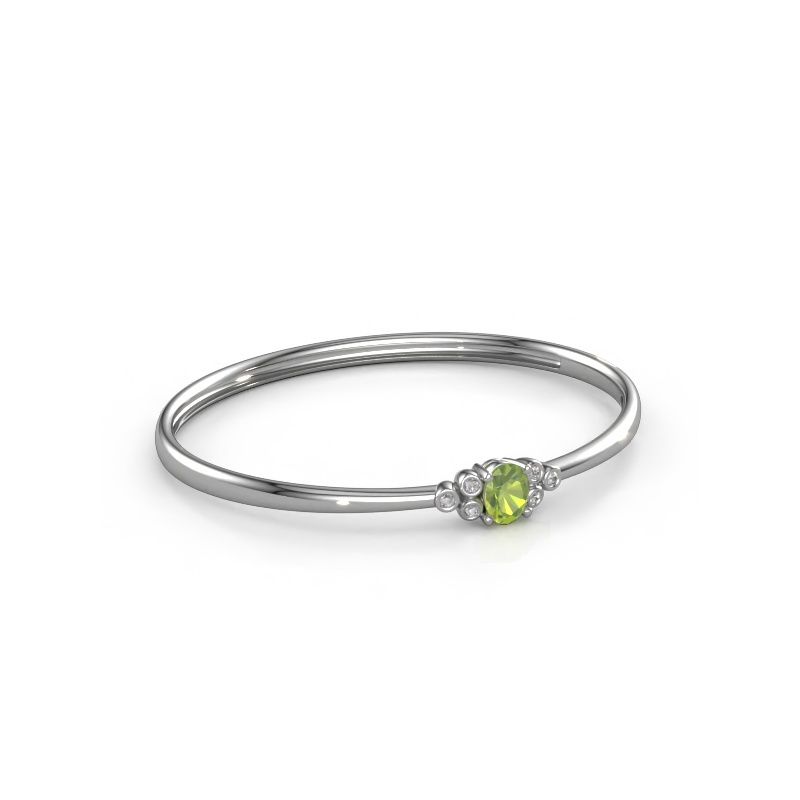 Bracelet jonc Lucy 585 or blanc péridot 8x6 mm